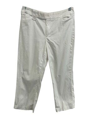 David Paul White Cropped Flat Front Straight Leg Pants Size 8